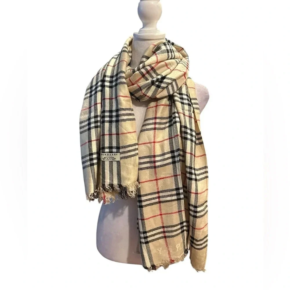 Burberry London wide check scarf 100% cashmere